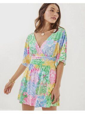 Lilly Pulitzer Parigi Knit Skort Romper in Multi Bright Delight Patch sz Large